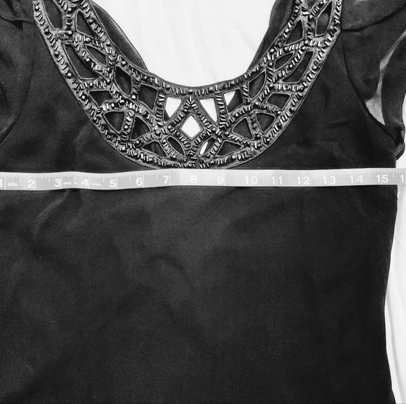 SL Fashions Black Chiffon Tea Length Dress - Picture 12 of 14